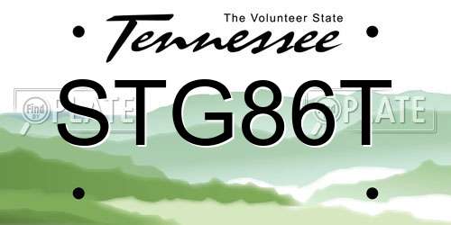 STG86T Tennessee License Plate