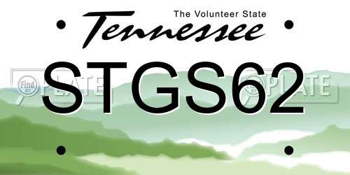 STGS62 Tennessee License Plate