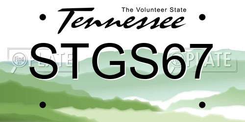 STGS67 Tennessee License Plate