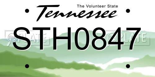 STH0847 Tennessee License Plate