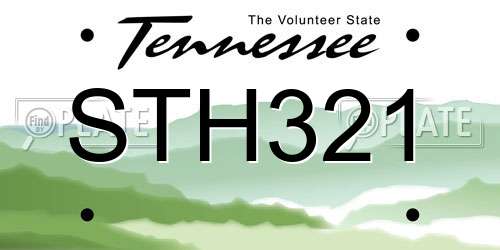 STH321 Tennessee License Plate