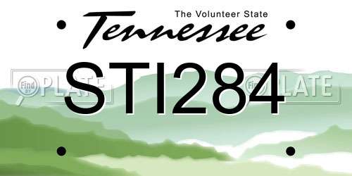 STI284 Tennessee License Plate