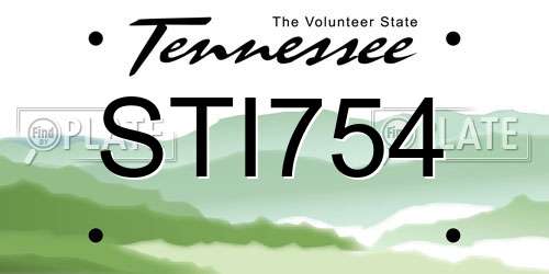 STI754 Tennessee License Plate