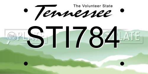 STI784 Tennessee License Plate