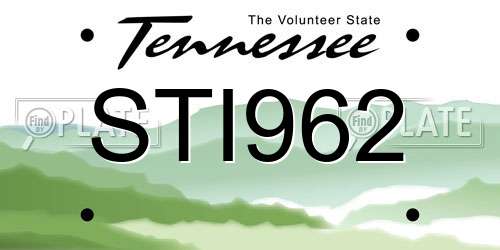 STI962 Tennessee License Plate
