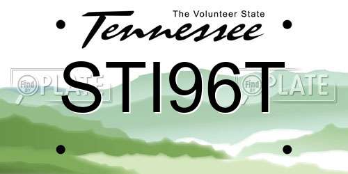 STI96T Tennessee License Plate