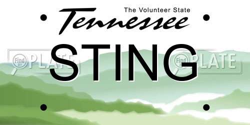 STING Tennessee License Plate