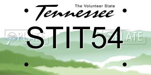 STIT54 Tennessee License Plate