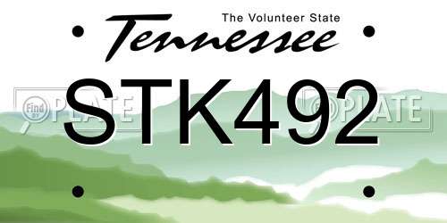 STK492 Tennessee License Plate