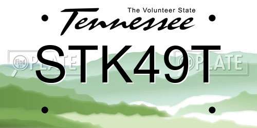 STK49T Tennessee License Plate
