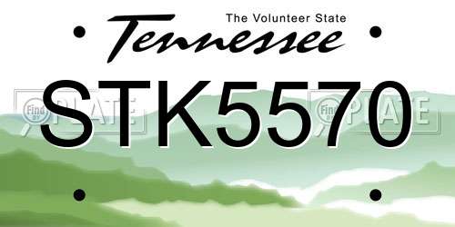 STK5570 Tennessee License Plate