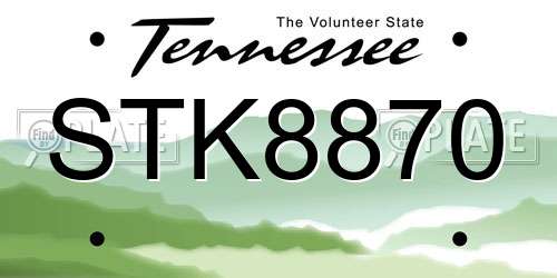 STK8870 Tennessee License Plate