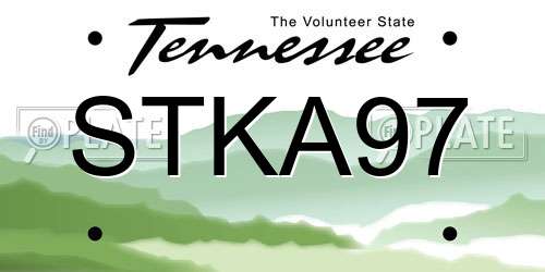 STKA97 Tennessee License Plate