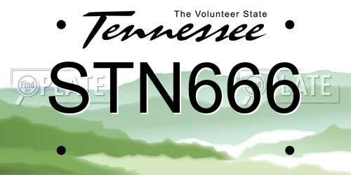 STN666 Tennessee License Plate