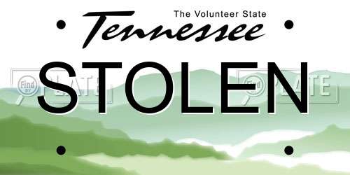 STOLEN Tennessee License Plate