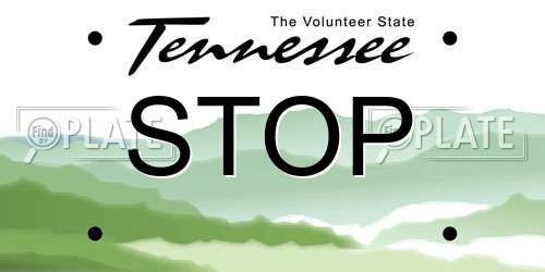 STOP Tennessee License Plate
