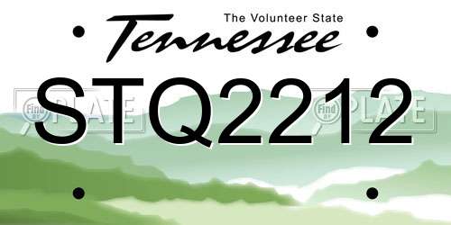 STQ2212 Tennessee License Plate