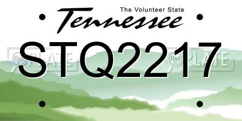STQ2217 Tennessee License Plate