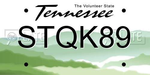 STQK89 Tennessee License Plate