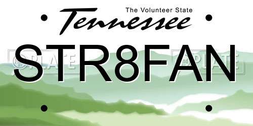 STR8FAN Tennessee License Plate