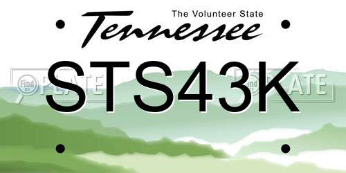 STS43K Tennessee License Plate
