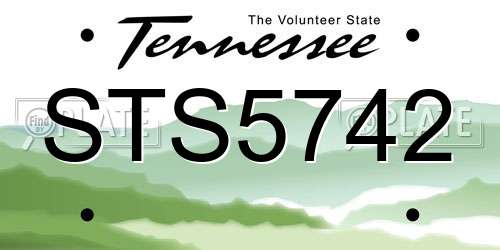 STS5742 Tennessee License Plate
