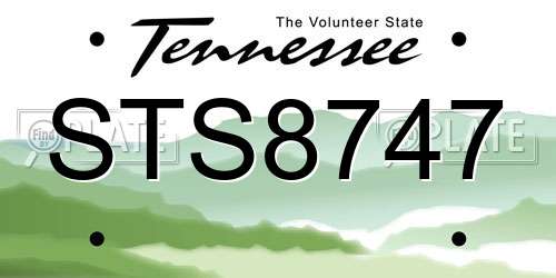 STS8747 Tennessee License Plate