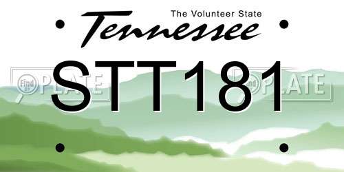 STT181 Tennessee License Plate