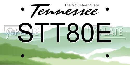 STT80E Tennessee License Plate