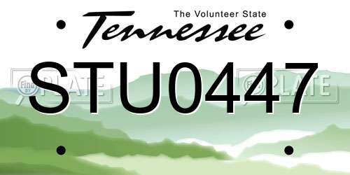 STU0447 Tennessee License Plate