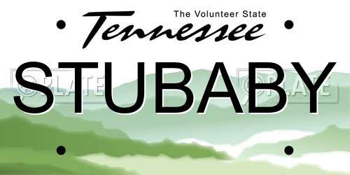 STUBABY Tennessee License Plate