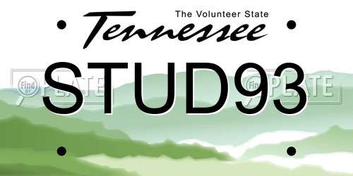 STUD93 Tennessee License Plate