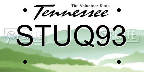 STUQ93 Tennessee License Plate