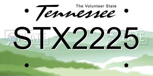 STX2225 Tennessee License Plate