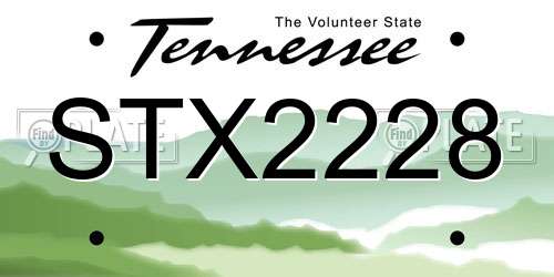 STX2228 Tennessee License Plate