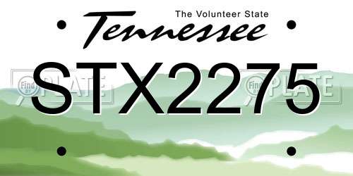 STX2275 Tennessee License Plate