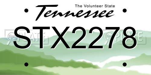 STX2278 Tennessee License Plate