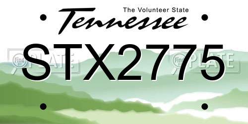 STX2775 Tennessee License Plate