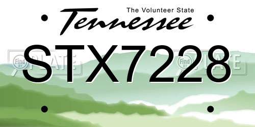 STX7228 Tennessee License Plate
