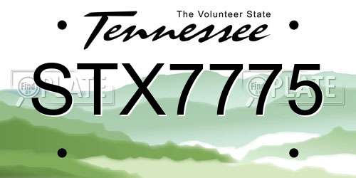 STX7775 Tennessee License Plate