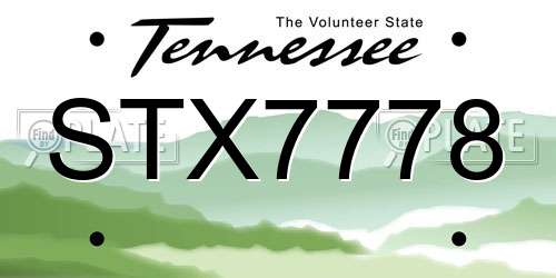 STX7778 Tennessee License Plate