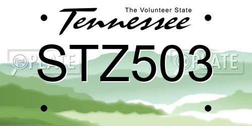 STZ503 Tennessee License Plate