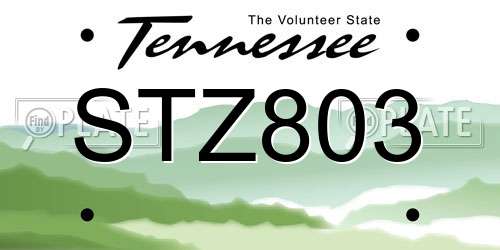 STZ803 Tennessee License Plate