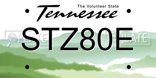 STZ80E Tennessee License Plate