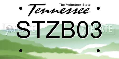 STZB03 Tennessee License Plate