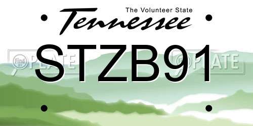 STZB91 Tennessee License Plate