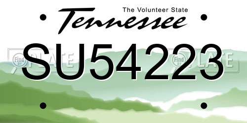 SU54223 Tennessee License Plate