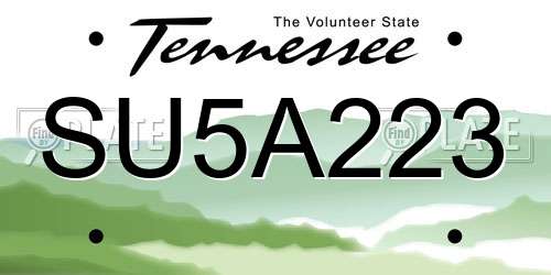 SU5A223 Tennessee License Plate