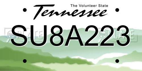 SU8A223 Tennessee License Plate