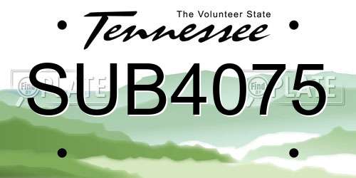 SUB4075 Tennessee License Plate